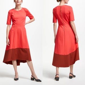 Boden Wren Ponte MIDI dress - High low - Peony/Conker - US 2 (UK 6)